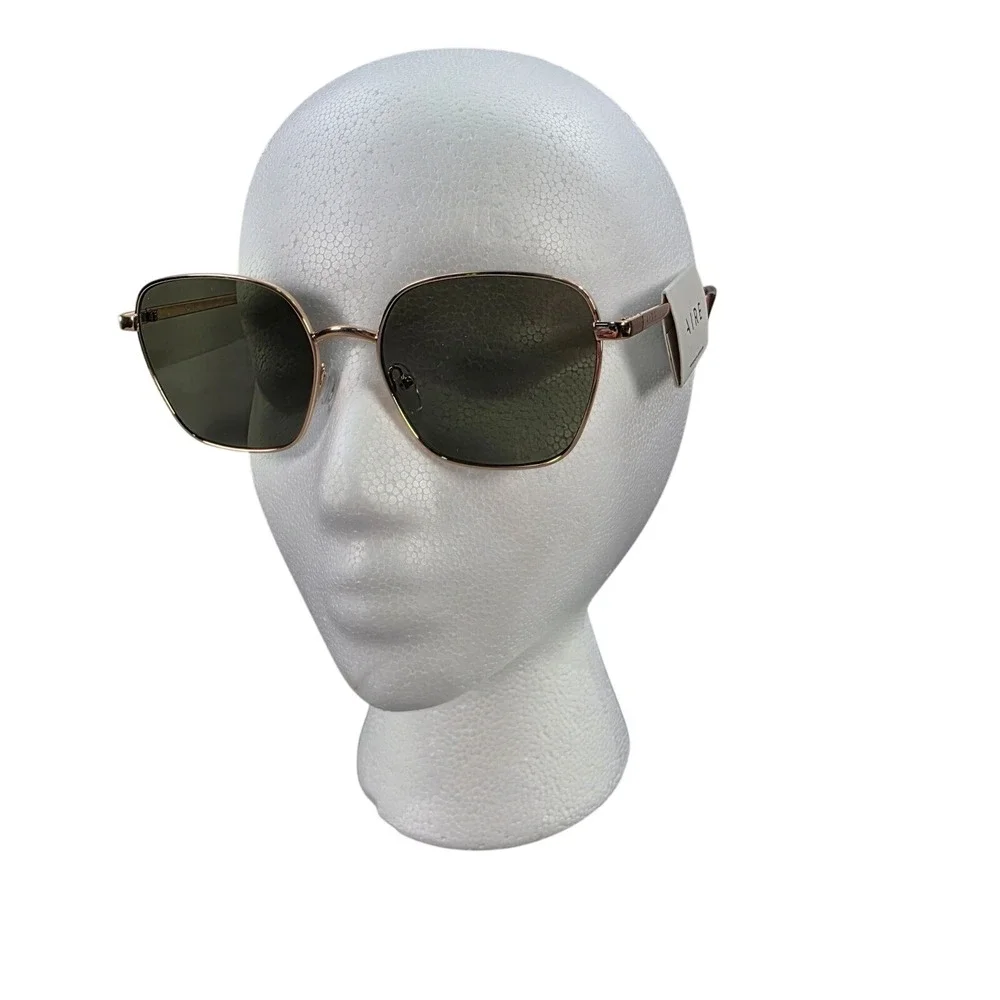 AIRE Sunglasses Gold‎ Metal Frame Square Green Lens Fashion Sun Glasses